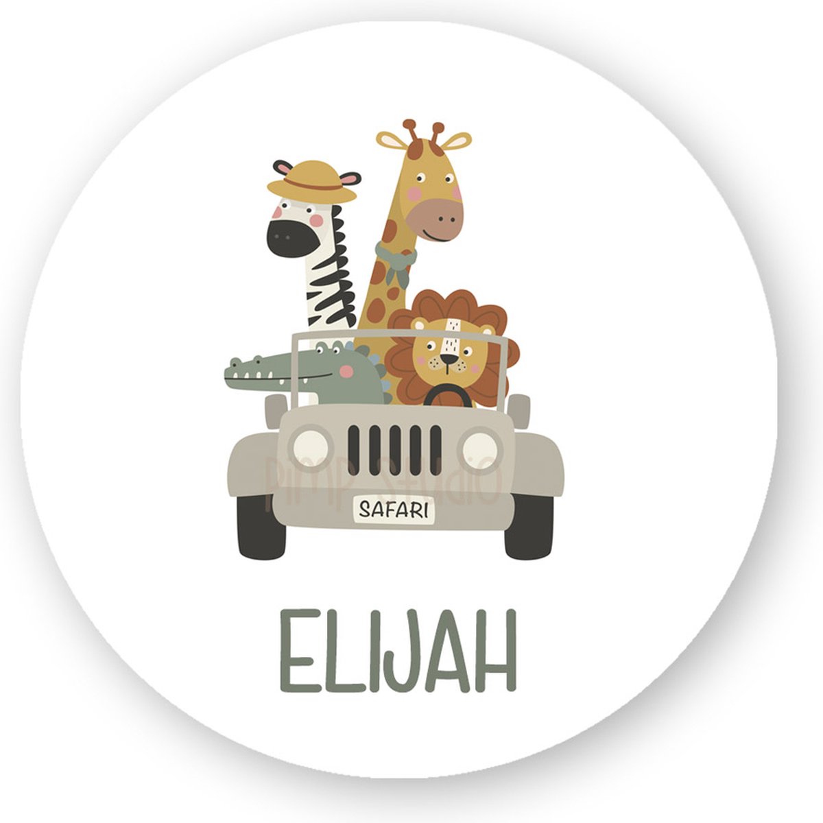 Sticker Safari naam | Sticker | Safari sticker | 40 mm | Sluitzegel | Sluitsticker | Naamsticker | Sluitstickers Pimp Studio